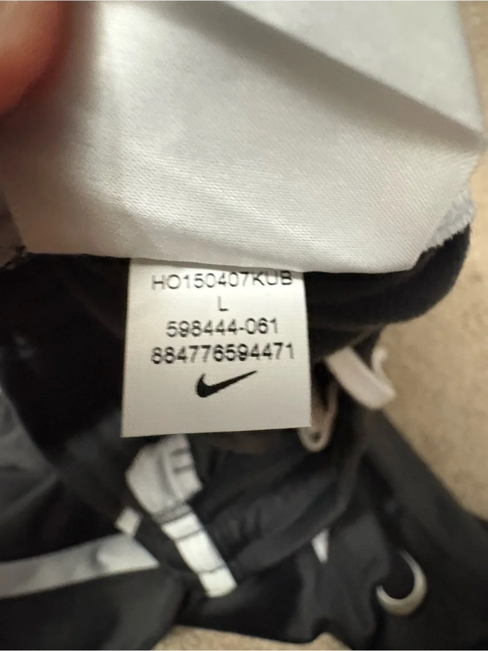 Nike Dark Gray Athletic Track Pants with White Stripe Accents - Mens Large